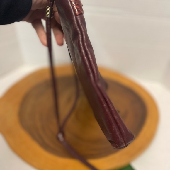 Vintage Unbranded Leather & Snakeskin Burgundy Clutch & Shoulder Bag - Picture 10 of 13